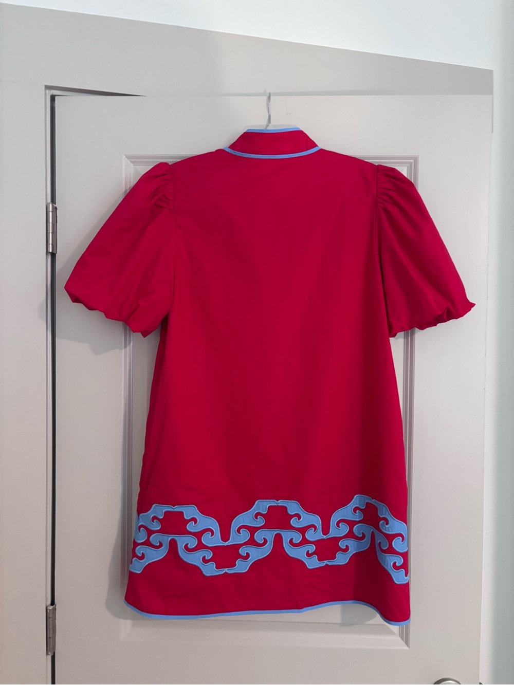 HYACINTH HOUSE Red & Cornflower Blue Embroidered Arem Caftan - Picture 11 of 11